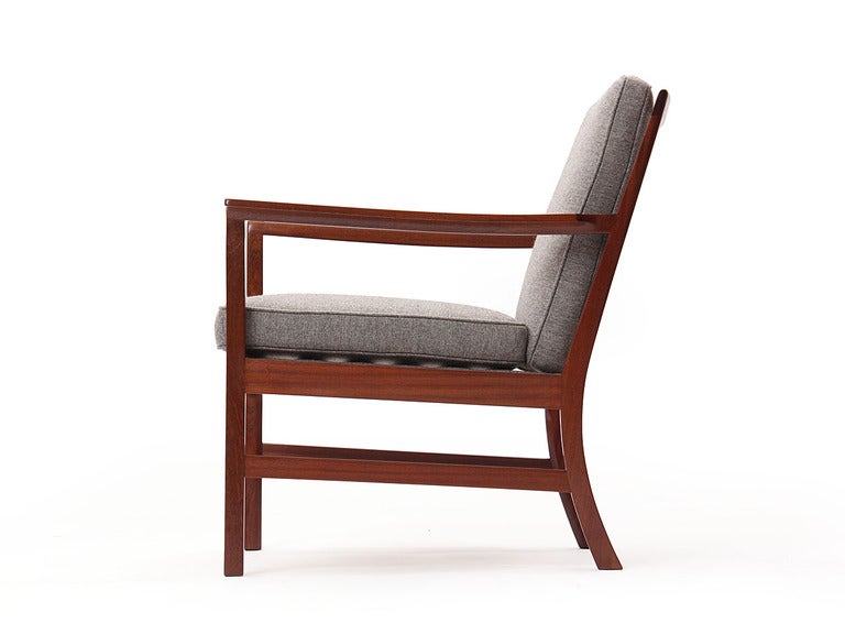 Danish Mahogany Lounge Arm Chair by Ole Wanscher for A.J. Iversen For Sale
