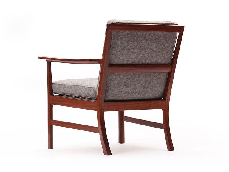 Cuban Mahogany Lounge Chair by Ole Wanscher In Excellent Condition For Sale In Sagaponack, NY