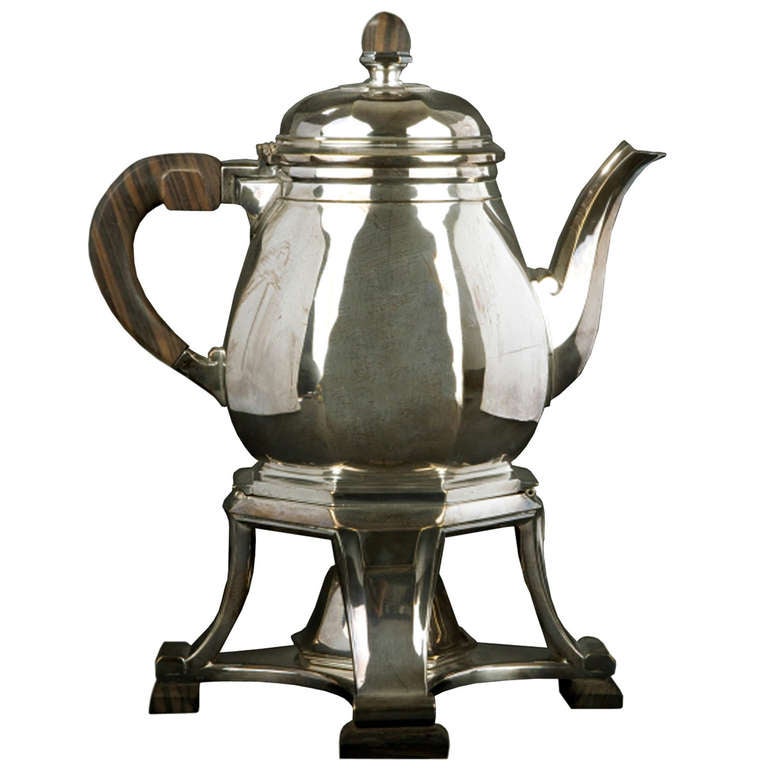 Silverplated Art Deco Teapot and Warmer by Keller at 1stdibs