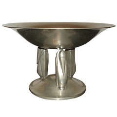 Refined Art Deco Pewter Bowl Resting on Marabous