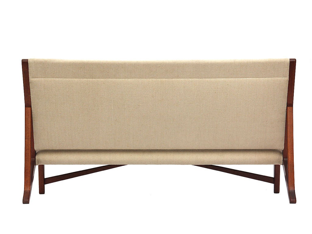 teak and linen settee by Hans Wegner 1