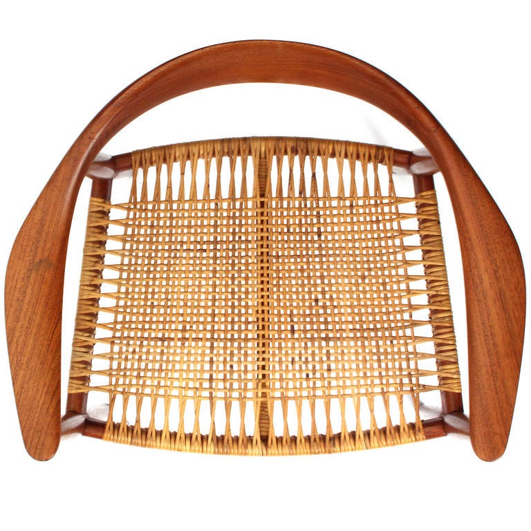 Mid-20th Century 'The Chair' a Teak Round Chair with a Caned Seat by Hans J. Wegner For Sale