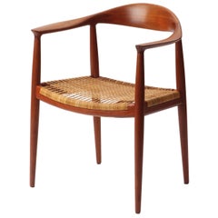 'The Chair' a Teak Round Chair with a Caned Seat by Hans J. Wegner