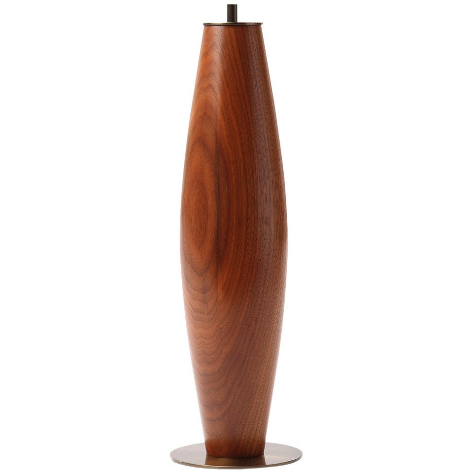 Turned Teak Table Lamp from Denmark