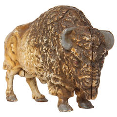 Antique Cast Iron Bison Still Bank