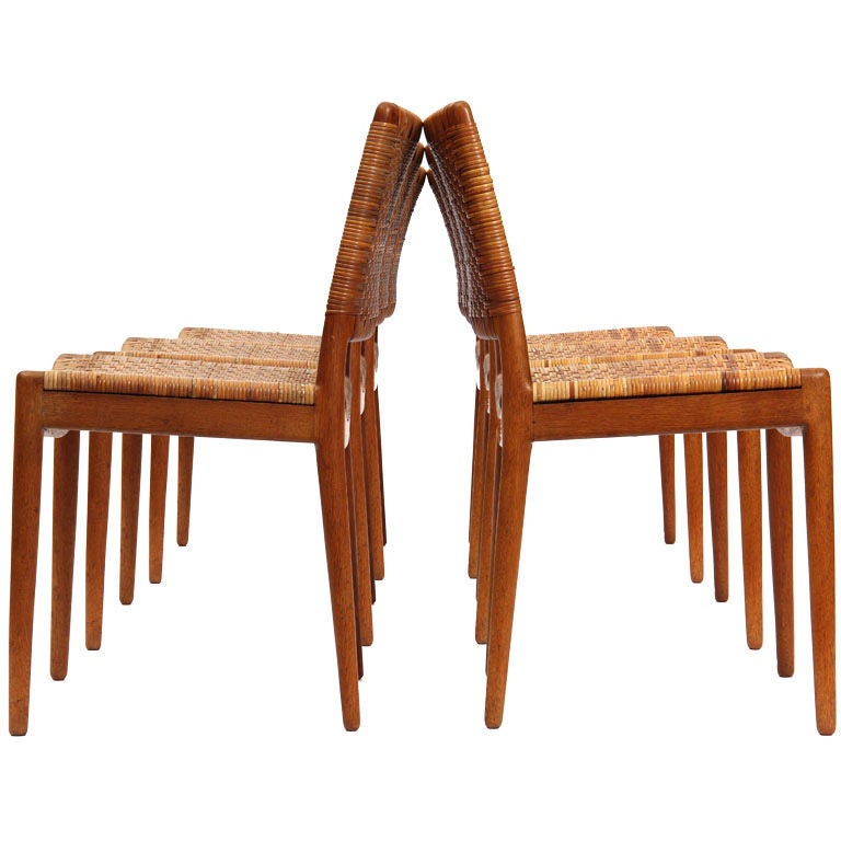 A rare caned oak side chair.