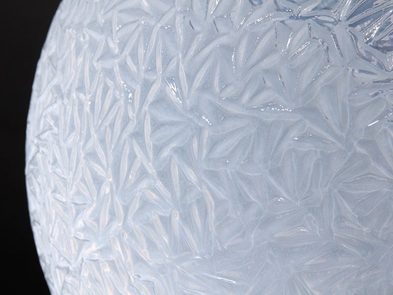 American Crinkled Glass Globe Pendant For Sale