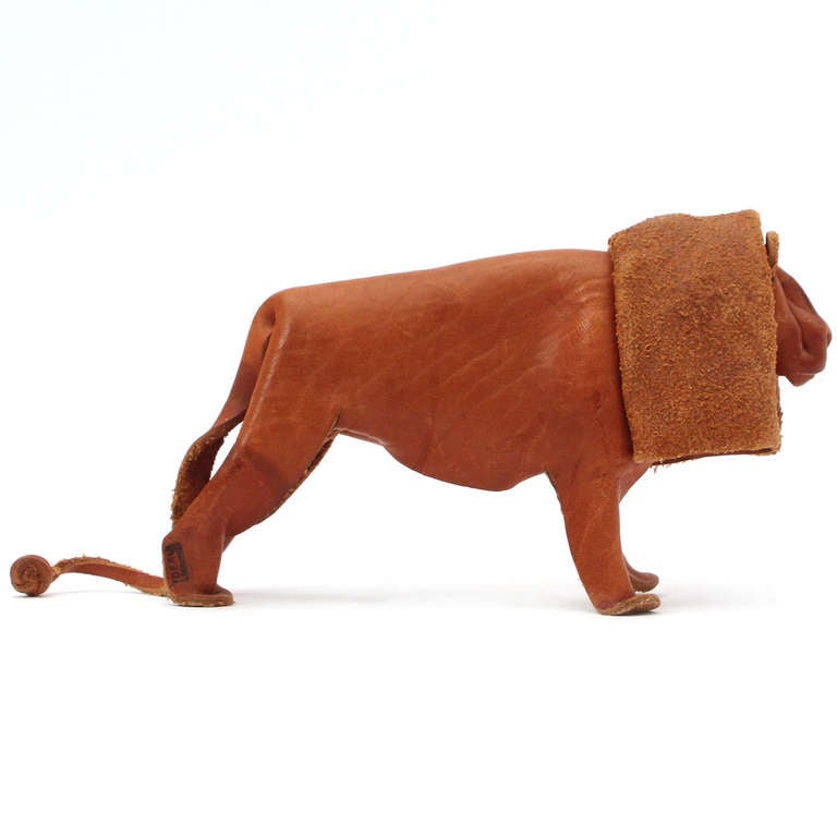 Mid-20th Century Leather Lion By Deru