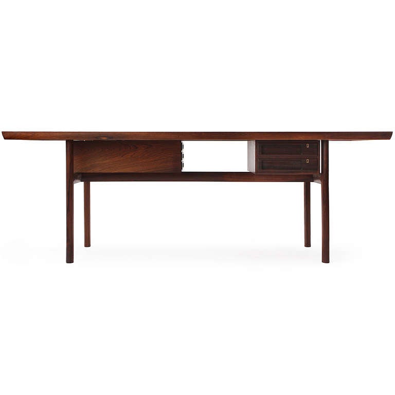 Scandinavian Modern Metamorphic Rosewood Desk And Table By Hvidt And Molgaard