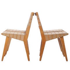 Webbed Birch Side Chair Set by Jens Risom