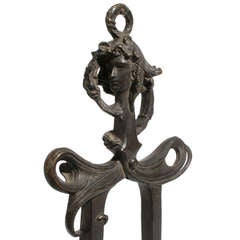 Art Nouveau Bronze Fire Tong Sculpture 4