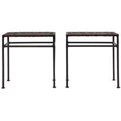Iron and Leather Stools by Swift And Monell