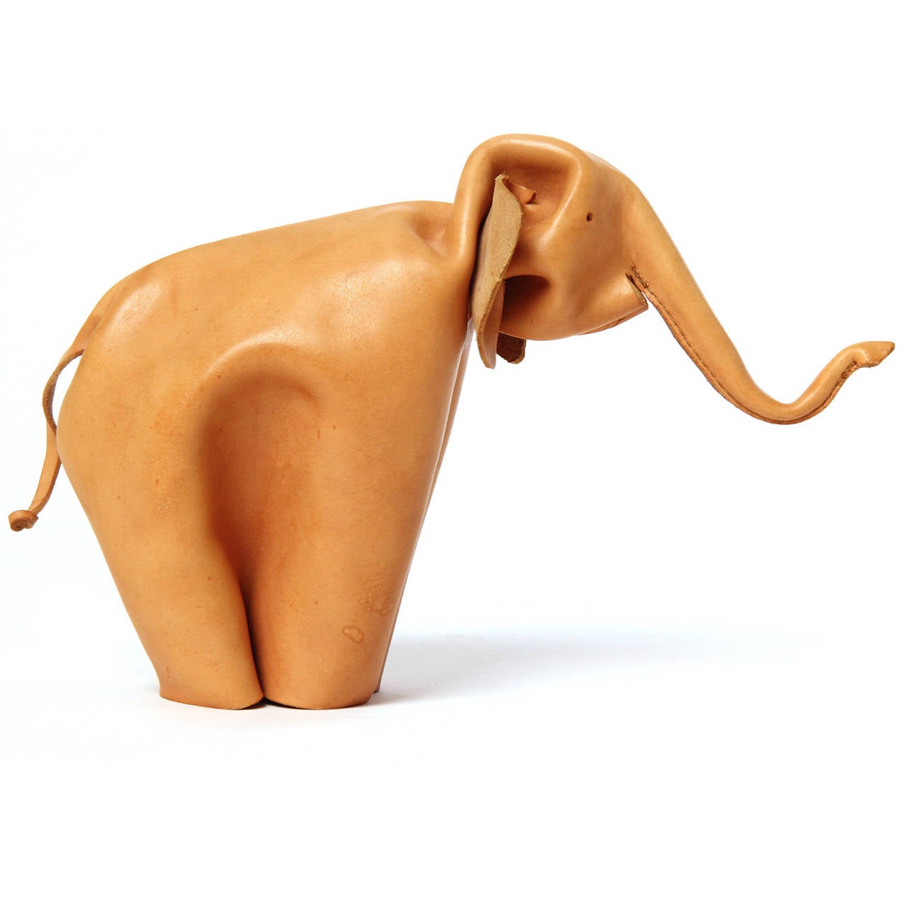 German Folded Leather Elephant Sculpture by Deru
