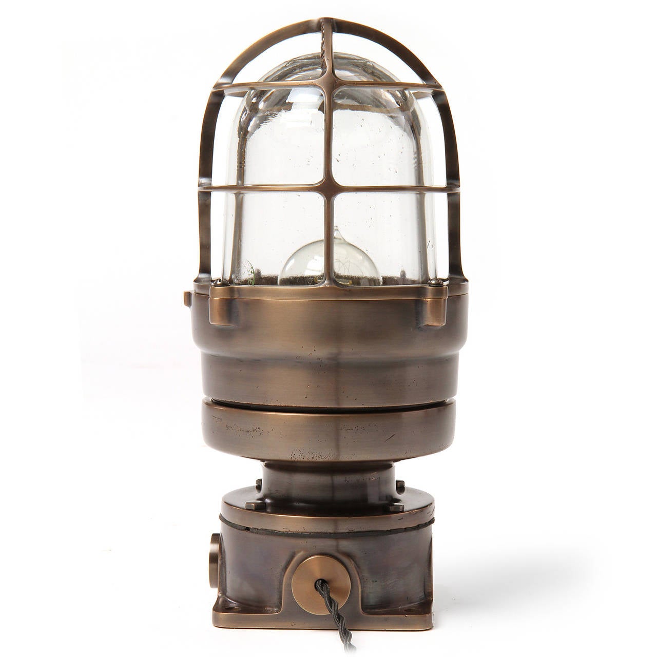 Industrial Bronze Caged Sconce In Excellent Condition In Sagaponack, NY