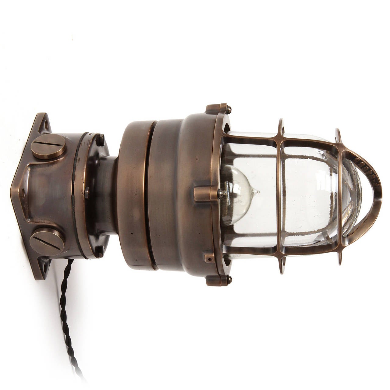 American Industrial Bronze Caged Sconce