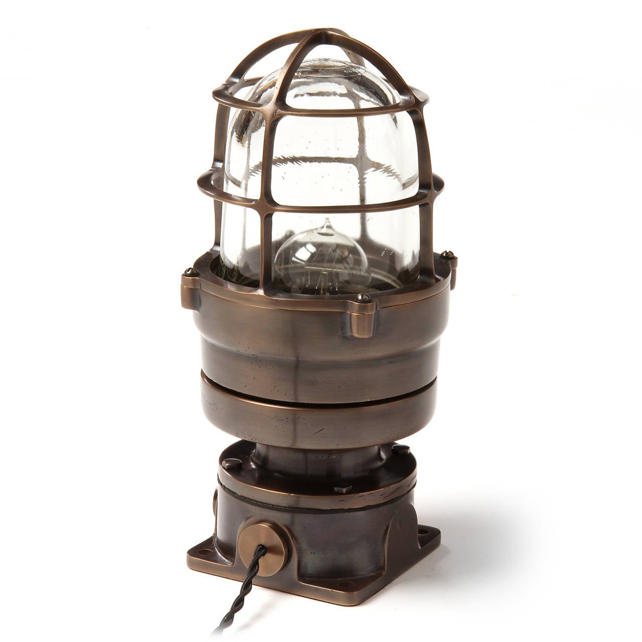 Early 20th Century Industrial Bronze Caged Sconce
