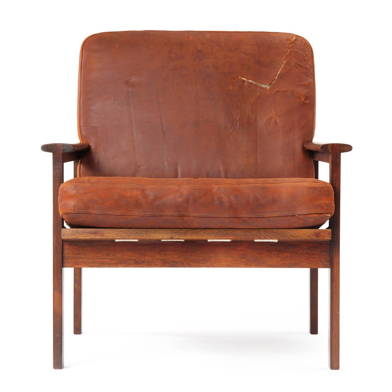 Rosewood and Leather Armchair by Illum Wikkelso for Niels Eilerson In Good Condition For Sale In Sagaponack, NY