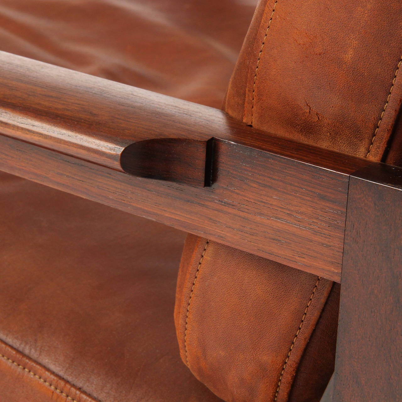 Rosewood and Leather Armchair by Illum Wikkelso for Niels Eilerson For Sale 1