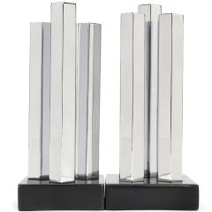 Chromed Hex Bar Bookends/Andirons