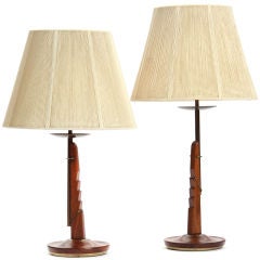 Pair of adjustable height table lamps