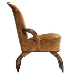 Vintage Upholstered Horn Frame Armchair