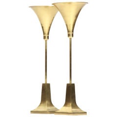 a Pair of Torchiere Form Table Lamps by Sarried