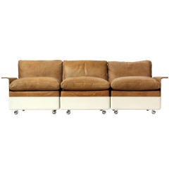 Fiberglass and Leather Three-Seat Sofa 7