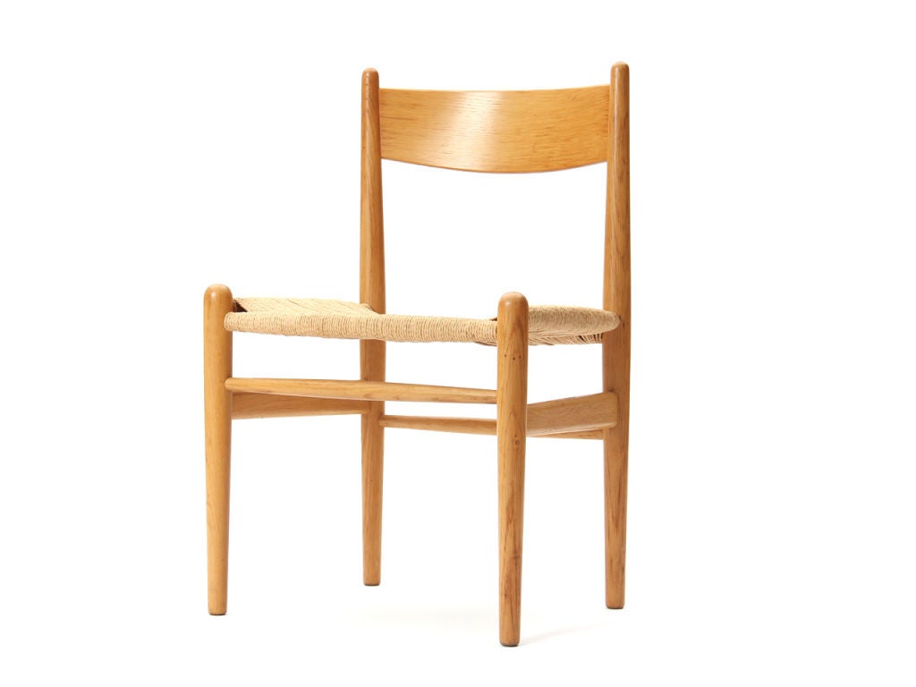 Scandinavian Modern Oak and Papercord Chairs by Hans Wegner For Sale