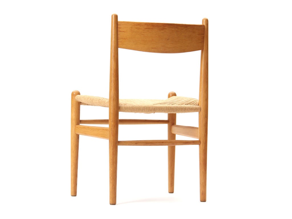 Oak and Papercord Chairs by Hans Wegner In Fair Condition For Sale In Sagaponack, NY