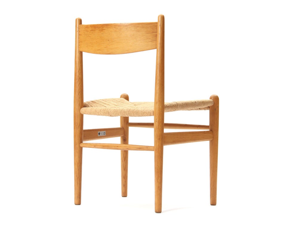 Oak and Papercord Chairs by Hans Wegner For Sale 1