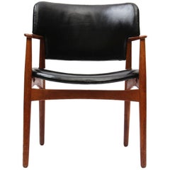 Retro Oak and Leather Armchair