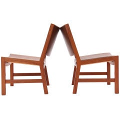 Pair of Low Lounge Chairs by Hans Wegner 1