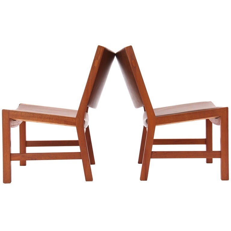 Pair of Low Lounge Chairs by Hans Wegner