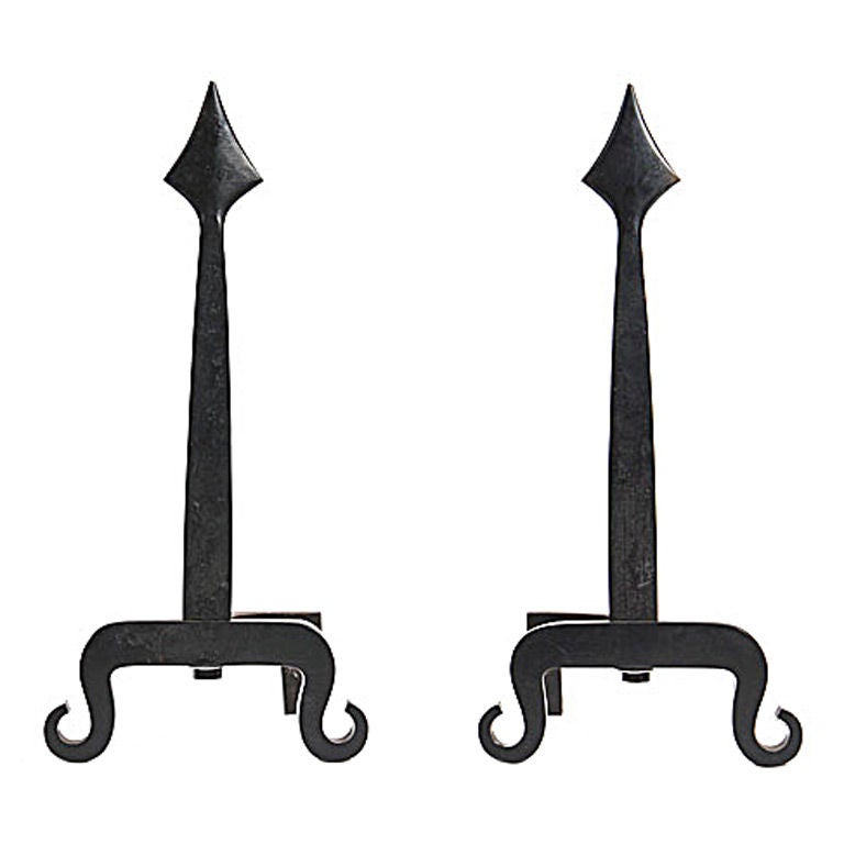 Wrought Iron Spear Andirons