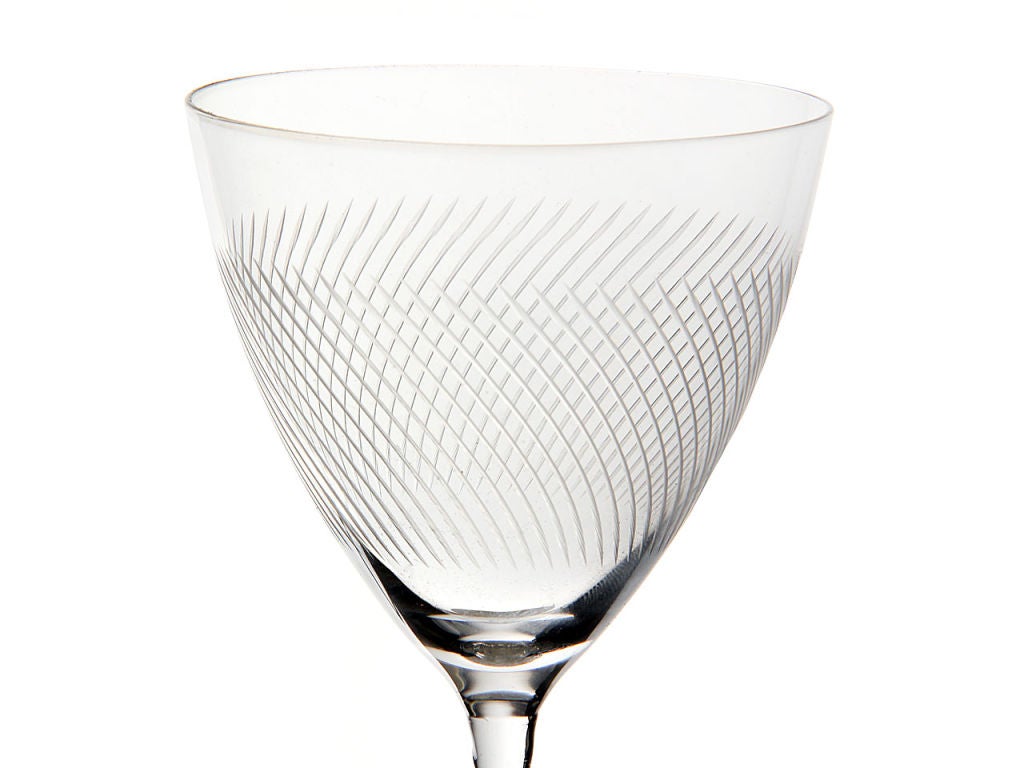 Mid-Century Modern Etched Glass Aperitif Glasses