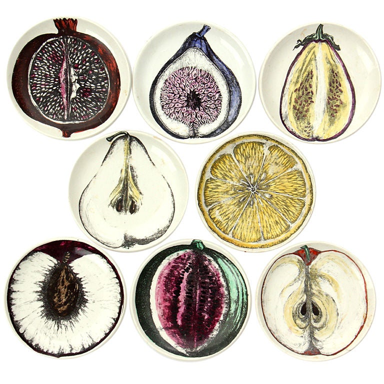 Coaster Sized Plates of Fruit by Fornasetti