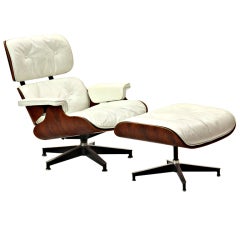 White Leather Lounge By Charles Eames