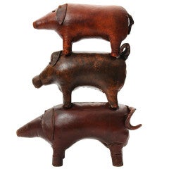 Antique Three Leather Pigs