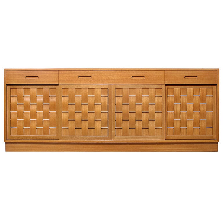 Woven front credenza by Edward Wormley