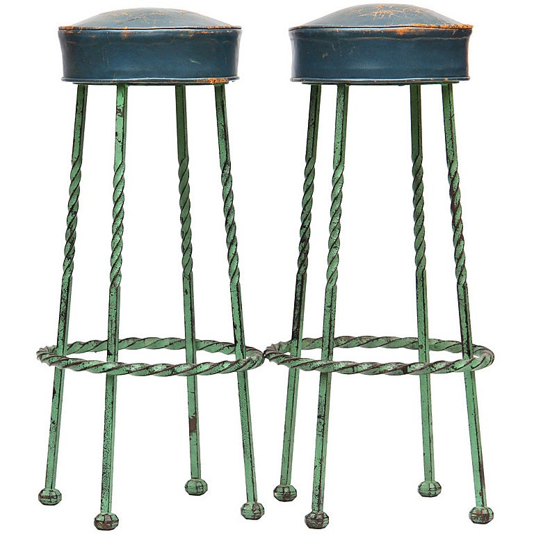 Pair of Twisted Rod Stools at 1stDibs