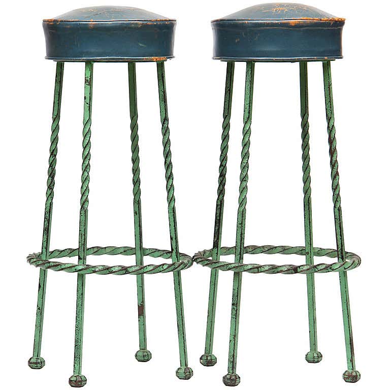 Pair of Twisted Rod Stools at 1stDibs