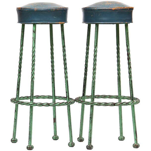 Pair of Twisted Rod Stools at 1stDibs