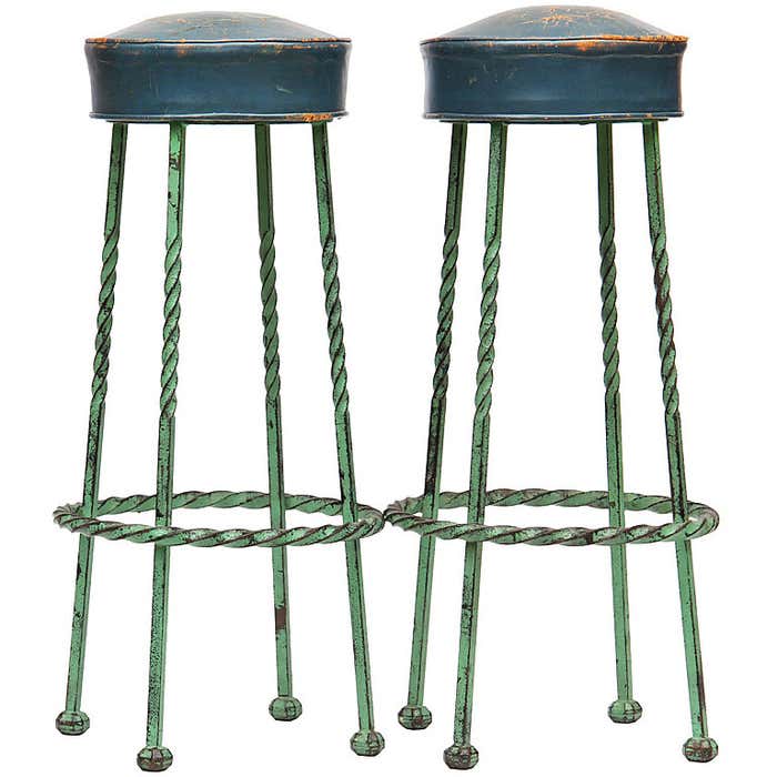 Pair of Twisted Rod Stools at 1stDibs