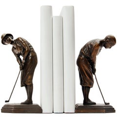 Bronze Golf Sculpture Bookends by Edwin Everett Codman