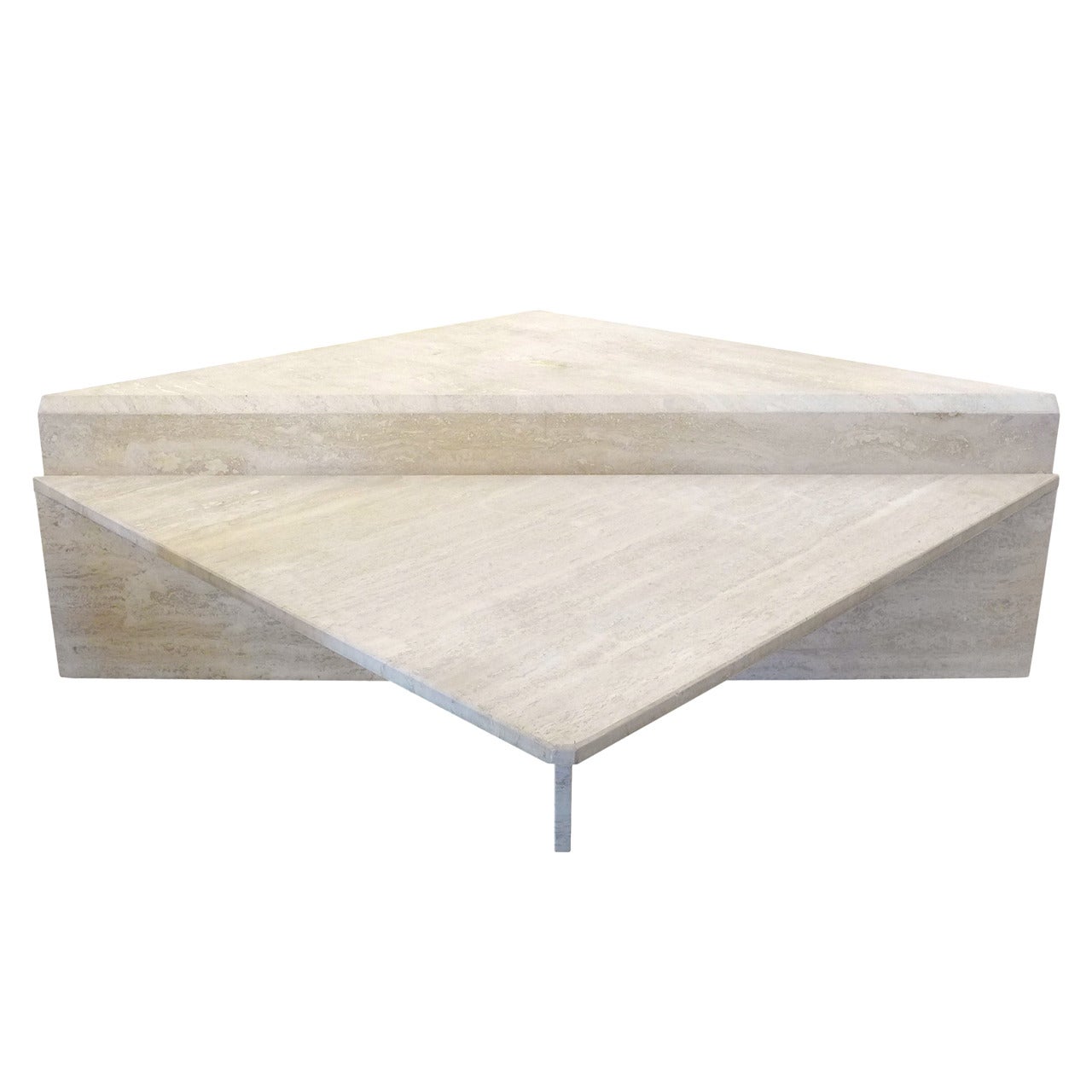 Two-Piece Modular Travertine Coffee Table