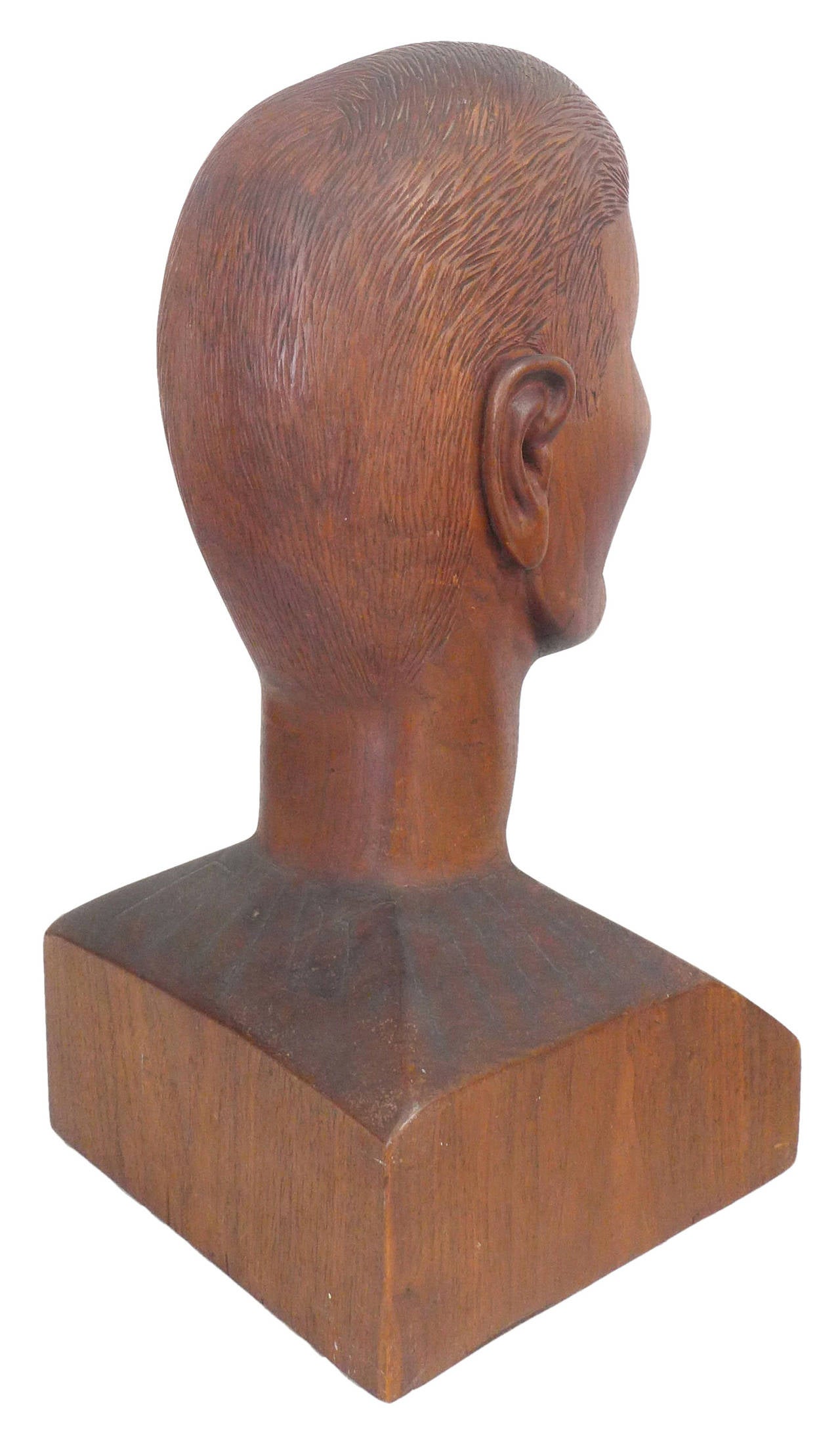 American Folk Art Carved Wood Head For Sale