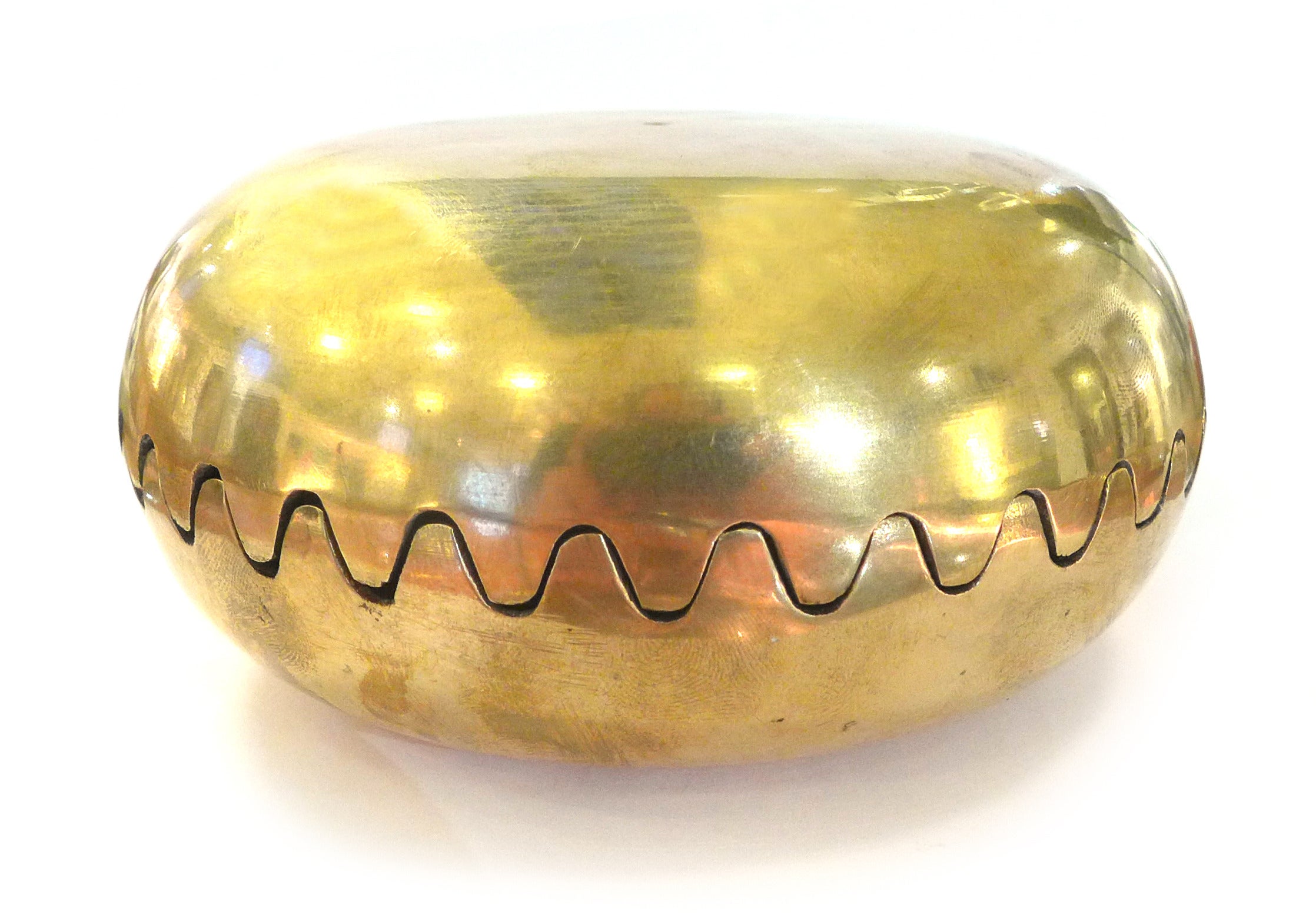 Brass Spheroid Sine-Curve Lidded Box