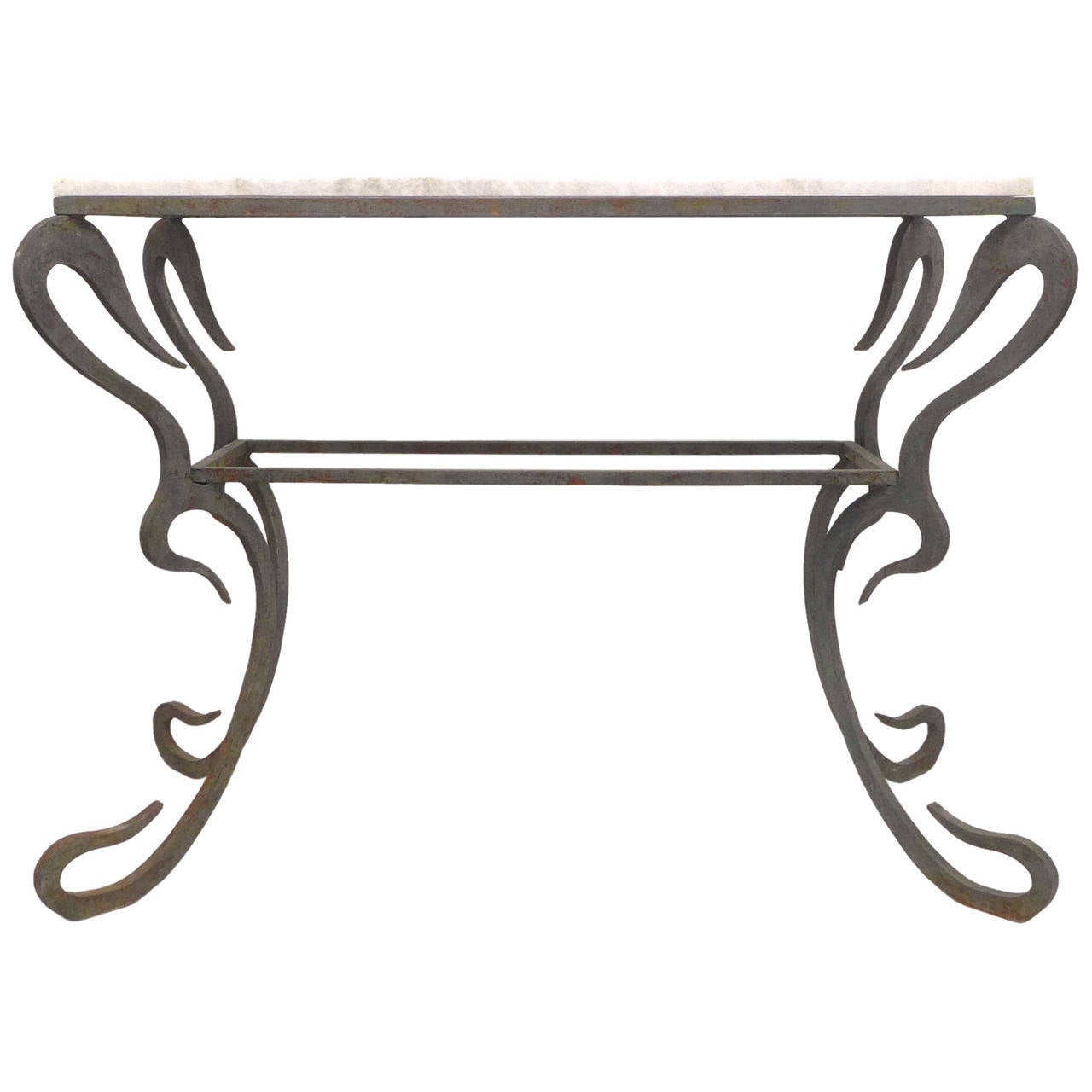 Cut-Steel and Quartzite Console Table For Sale