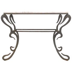 Cut-Steel and Quartzite Console Table