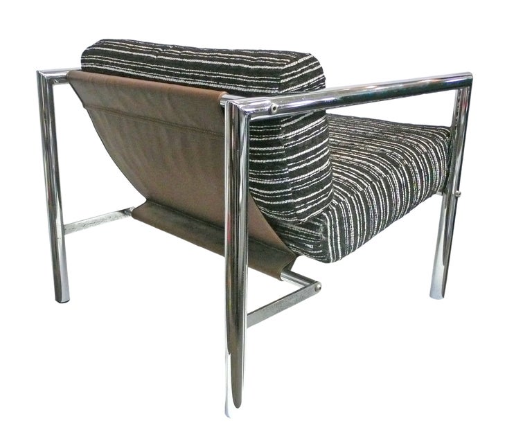 Fantastic Pair of 1970's Chrome Lounge Chairs by Jonathan Ginat for A.I.C. In Excellent Condition In Los Angeles, CA